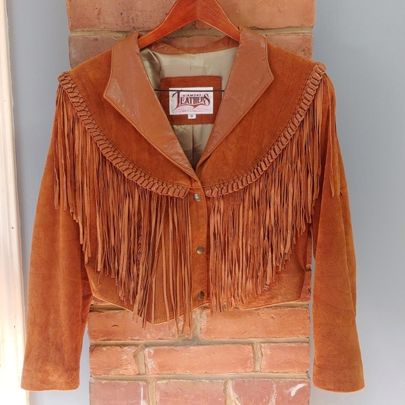 Diamond Leathers Jackets & Blazers - Vintage Diamond Leathers brown suede western fringe jacket, women's size medium